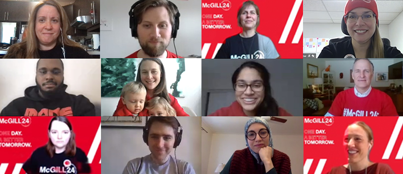 Video call with 12 people celebrating McGill24